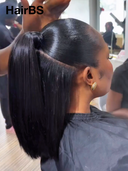 Pre-styled Updo 13x4 Lace Front Wig Natural Black Straight bob 14 inch 100% Human Hair