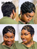 Machine Made finger wave Pixie highlight 100% Human Hair