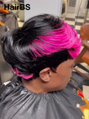 Machine Made straight pink highlight Pixie 100% Human Hair
