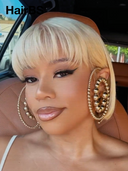 Machine Made BOB 8 inch straight blonde with bangs 100% Human Hair