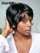 Machine Made Glueless wig pixie straight black 100% Human Hair