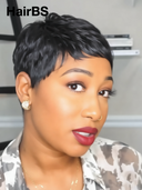 Special Offer Half-price Machine Made black pixie 100% Human Hair
