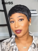 Special Offer Half-price Machine Made black pixie 100% Human Hair