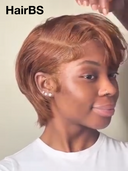 13x4 lace front Wig brown straight Side Part pixie 100% Human Hair