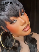 Half-price Easy to wear Wig black Body wave mullet machine made 100% Human Hair