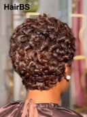13x4 lace front Wig brown finger wave pixie 100% Human Hair