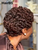 13x4 lace front Wig brown finger wave pixie 100% Human Hair
