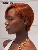 13x4 lace front Wig orange straight Stylist's Cut pixie 100% Human Hair