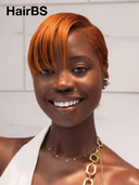 13x4 lace front Wig orange straight Stylist's Cut pixie 100% Human Hair