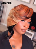 Full lace front Wig Unique colors straight Stylist's Cut pixie 100% Human Hair