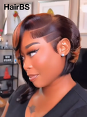 Full lace front Wig Unique colors straight Stylist's Cut pixie 100% Human Hair