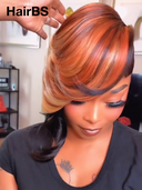 Full lace front Wig Unique colors straight Stylist's Cut pixie 100% Human Hair