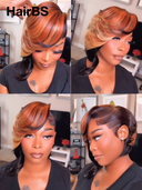 Full lace front Wig Unique colors straight Stylist's Cut pixie 100% Human Hair