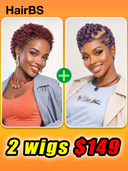 Half-price 2 wigs Easy to wear machine made 2 color brown & Purple 100% Human Hair