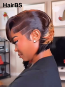 Full lace front Wig Unique colors straight Stylist's Cut pixie 100% Human Hair
