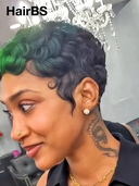 Machine Made finger wave green highlight pixie 100% Human Hair