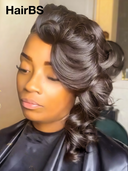 13x4 lace front Wig Stylist's Cut pixie side part with wavy 100% Human Hair