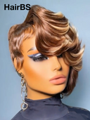 Glueless wig pixie highlight Machine Made quick wave 100% Human Hair