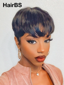 Special Offer ready to go Machine Made Straight Pixie black 100% Human Hair