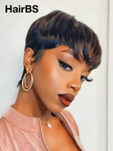 Special Offer ready to go Machine Made Straight Pixie black 100% Human Hair