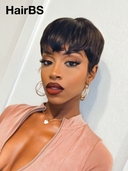 Special Offer ready to go Machine Made Straight Pixie black 100% Human Hair