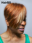 Glueless wig pixie honey highlight Machine Made straight with bangs 100% Human Hair