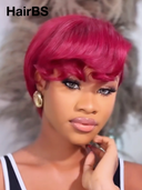 13x4 lace front Wig burgundy straight Side Part Half-price  100% Human Hair