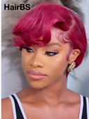13x4 lace front Wig burgundy straight Side Part Half-price  100% Human Hair