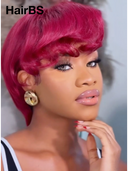 13x4 lace front Wig burgundy straight Side Part Half-price  100% Human Hair