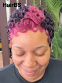 Machine Made finger wave pixie cut wig pink highlight 100% Human Hair