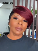 Machine made burgundy straight Topper Unit( NOT A WIG)