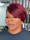 Machine made burgundy straight Topper Unit( NOT A WIG)