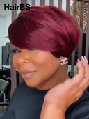 Machine made burgundy straight Topper Unit( NOT A WIG)