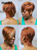 Glueless wig pixie honey highlight Machine Made straight with bangs 100% Human Hair