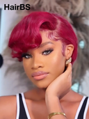 13x4 lace front Wig burgundy straight Side Part Half-price  100% Human Hair