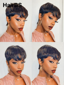 Special Offer ready to go Machine Made Straight Pixie black 100% Human Hair