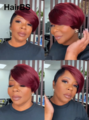Machine made burgundy straight Topper Unit( NOT A WIG)