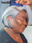 13x4 lace front Wig salt and pepper straight Side Part Half-price BOB 8 inch 100% Human Hair