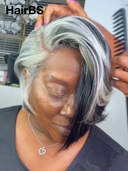 13x4 lace front Wig salt and pepper straight Side Part Half-price BOB 8 inch 100% Human Hair