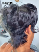 Glueless wig pixie black Machine Made straight 100% Human Hair