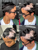 Glueless wig pixie highlight Machine Made wavy 100% Human Hair