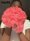 Glueless wig pixie pink Machine Made quick wave easy to go 100% Human Hair