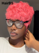 Glueless wig pixie pink Machine Made quick wave easy to go 100% Human Hair