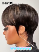 Special Offer ready to go Machine Made blonde highlight Straight Pixie 100% Human Hair