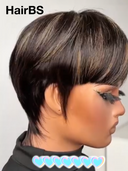 Special Offer ready to go Machine Made blonde highlight Straight Pixie 100% Human Hair