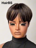 Special Offer ready to go Machine Made blonde highlight Straight Pixie 100% Human Hair