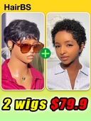 2 wigs $79 Easy to wear machine made black straight & afro curly 100% Human Hair