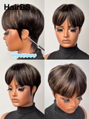 Special Offer ready to go Machine Made blonde highlight Straight Pixie 100% Human Hair
