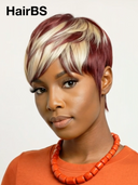 Glueless wig pixie burgundy mxite blonde Machine Made straight 100% Human Hair