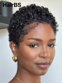 Special Offer Machine Made black pixie afro curly glueless wig 100% Human Hair